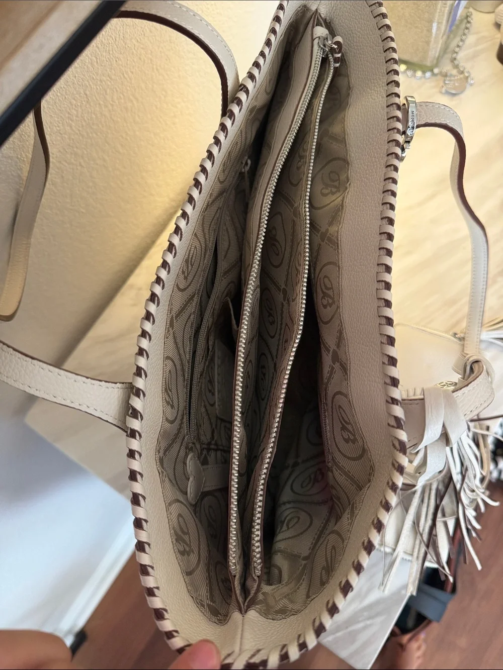 Brighton White Tote with Matching Wallet and added Butterfly Charm